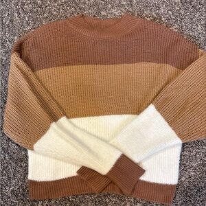 Colorblock Brown and Cream Sweater